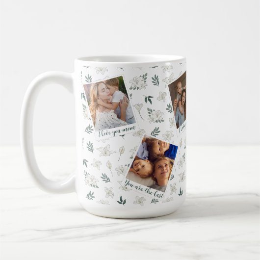 Witte Bloemen 6 Fotocollage - Custom Moederdag Koffiemok (Links)