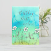 Witte bloemen 75e verjaardag uitnodiging (Staand voorkant)