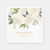 Witte bloemen + aanraking van gouden bruiloft deco servetten (Voorkant)