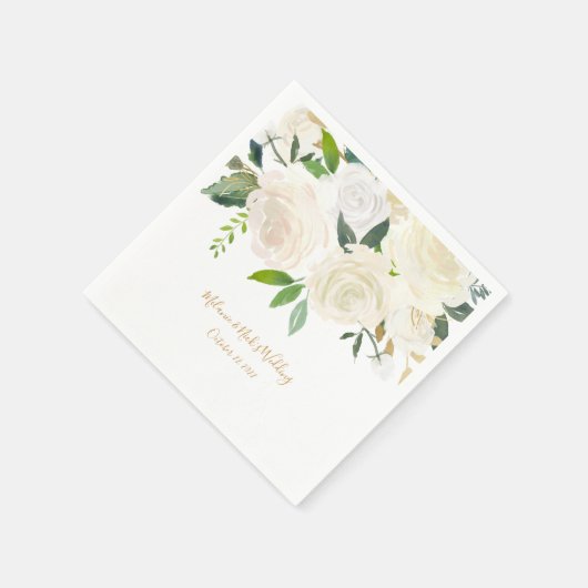 Witte bloemen + aanraking van gouden bruiloft deco servetten (Hoek)