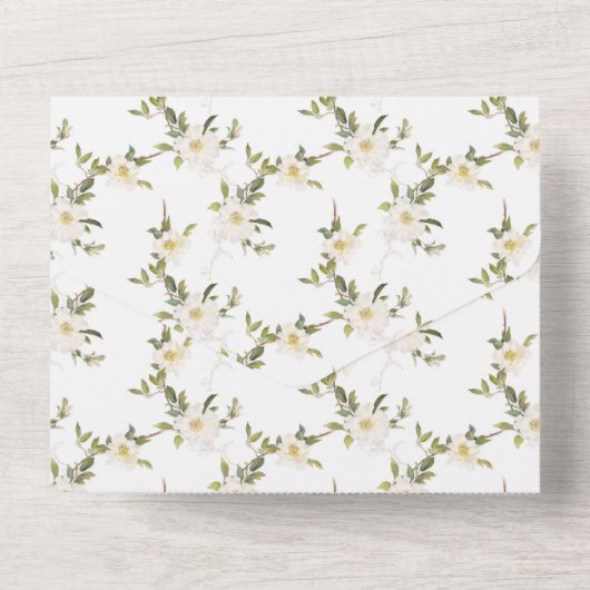 witte bloemen all in one uitnodiging (Achterkant)