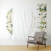 Witte Bloemen Baby Shower Fotohut Achtergrond Wandkleed (In Situ (horizontaal))
