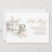 Witte bloemen Baby shower van Pampas Grass Greener Kaart (Voorkant)