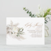 Witte bloemen Baby shower van Pampas Grass Greener Kaart (Staand voorkant)