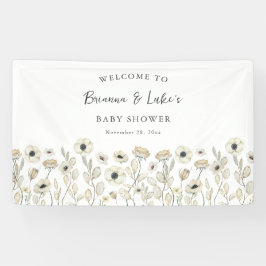 Witte Bloemen Baby shower Welkom Banner