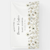 Witte Bloemen Baby shower Welkom Banner (Verticaal)