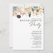 Witte Bloemen Bachelorette Party Uitnodiging (Voorkant)