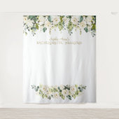 Witte Bloemen Bachelorette Weekend Fotohokje Wandkleed (Voorkant)