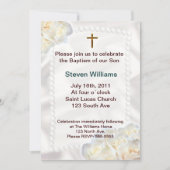 Witte bloemen Baptisme Invitation Kaart (Voorkant)