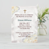 Witte bloemen Baptisme Invitation Kaart (Staand voorkant)