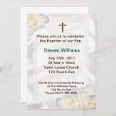 Witte bloemen Baptisme Invitation Kaart (Voorkant / Achterkant)