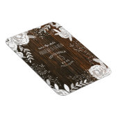 Witte Bloemen Barnwood geïnspireerd Save the Date Magneet (Rechterzijde)