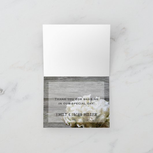 Witte Bloemen Bedankkaartjes op Rustieke Stijl Bedankkaart (Binnen)