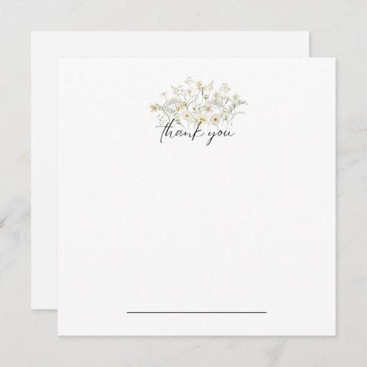 Witte Bloemen Bedankt Notecard (Voorkant / Achterkant)