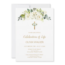 Witte bloemen Begrafenis Vieren van het leven Invi