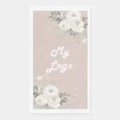 Witte bloemen beige business logo servet (Voorkant)