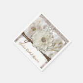 Witte Bloemen & Berk Rustic Glam Bruidsdouche Servet (Hoek)
