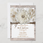 Witte Bloemen & Berken Rustieke Glam Bruiloftsshow Kaart (Voorkant)