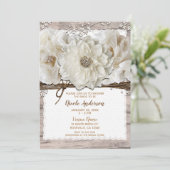 Witte Bloemen & Berken Rustieke Glam Bruiloftsshow Kaart (Staand voorkant)