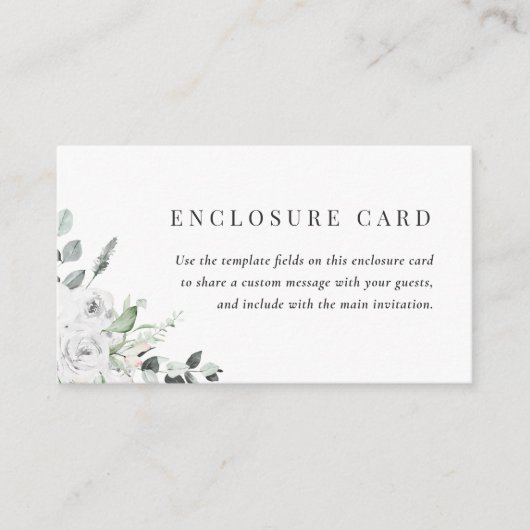 Witte Bloemen Bewerkbare Vrijgezellenfeesten behui Informatiekaartje (Voorkant)