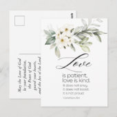 Witte Bloemen Bijbel Verse Bruiloft Gefeliciteerd Briefkaart (Voorkant / Achterkant)