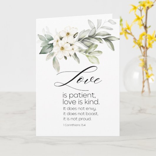 Witte Bloemen Bijbel Verse Bruiloft Gefeliciteerd Kaart (Gele Bloem)