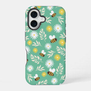 Witte Bloemen, Bijen Design Otterbox iPhone 16 Hoe Hoesje