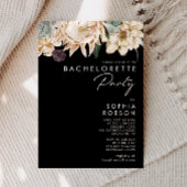 Witte Bloemen | Black Bachelorette Party uitnodigi Kaart