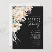 Witte Bloemen | Black Bridal Tea Party uitnodiging (Voorkant)