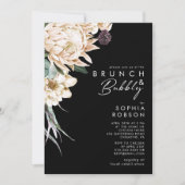 Witte Bloemen | Black Brunch en Bubbly Kaart (Voorkant)