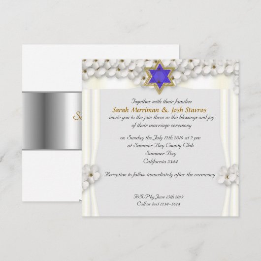 Witte bloemen bladerdak Joodse bruiloft Kaart (Voorkant / Achterkant)