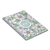  witte bloemen bladeren Monogram Notitieboek (Rechterzijde)