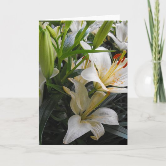 Witte bloemen blanco wenskaart bedankkaart (Voorkant)