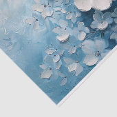 Witte Bloemen Blauw Acryl het Schilderen Decoupage Tissuepapier (Detail)