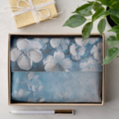 Witte Bloemen Blauw Acryl het Schilderen Decoupage Tissuepapier (Geschenk)