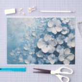 Witte Bloemen Blauw Acryl het Schilderen Decoupage Tissuepapier (Craft)