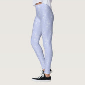 Witte Bloemen Blauwe Achtergrond Leggings (Links)