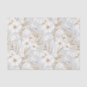 Witte Bloemen Blauwe Vlinders Bruiloft Tissuepapier (Voorkant)