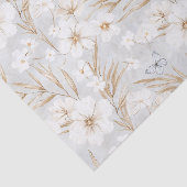 Witte Bloemen Blauwe Vlinders Bruiloft Tissuepapier (Detail)