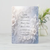 Witte bloemen bloeien Save the date (Staand voorkant)
