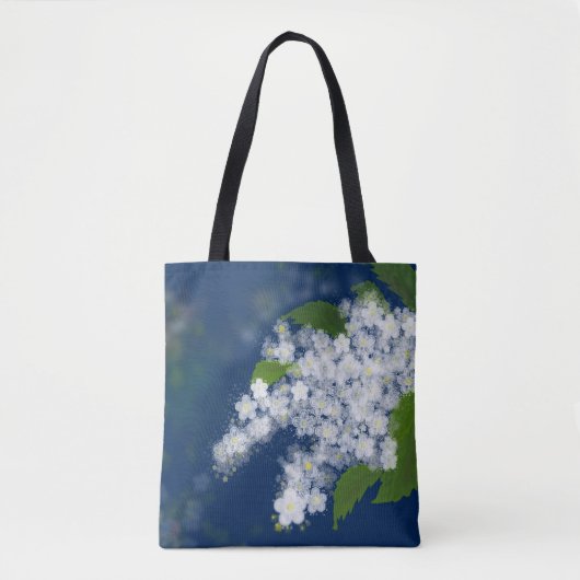 Witte bloemen, bloem tote bag (Voorkant)