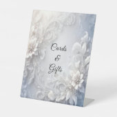 Witte Bloemen Bloemen Tafelblad Tekenen Reclamebord Met Voetstuk (Voorkant)