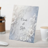 Witte Bloemen Bloemen Tafelblad Tekenen Reclamebord Met Voetstuk (Insitu)