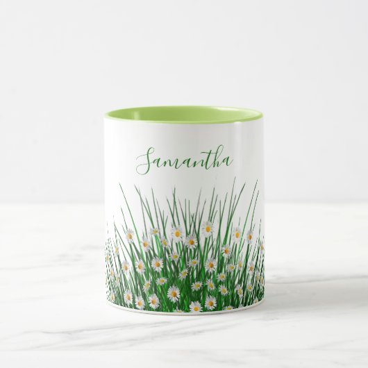 Witte bloemen bloemen wei groene zomernaam mok (Midden)