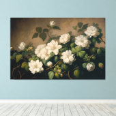 Witte bloemen, Bloemenkunst, Bloemen Canvas Print (Insitu (Houten vloer))