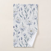 Witte bloemen bloemennaadloos patroon bad handdoek (Handdoek)