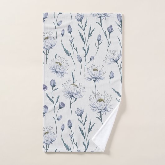 Witte bloemen bloemennaadloos patroon bad handdoek (Handdoek)