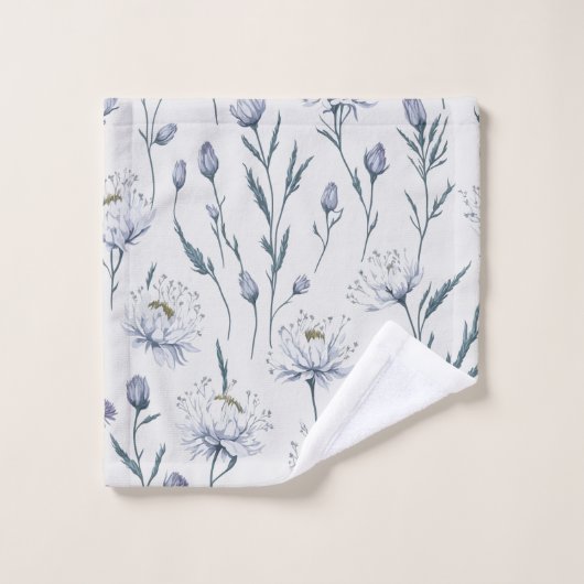 Witte bloemen bloemennaadloos patroon bad handdoek (Wasdoekje)