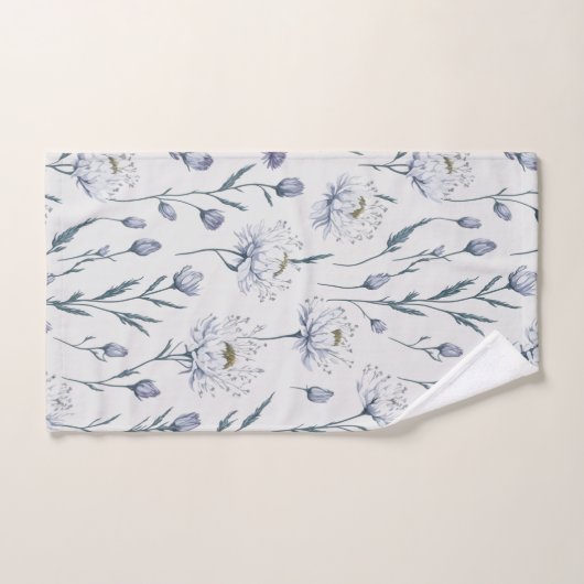 Witte bloemen bloemennaadloos patroon bad handdoek (Handdoek)