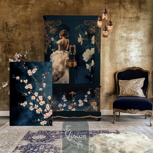 Witte Bloemen Bloesems Branches Marine Achtergrond Tissuepapier